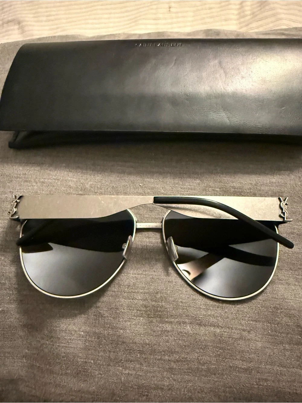 YSL Saint Laurent Silver Metal Womens Sunglasses SL M43